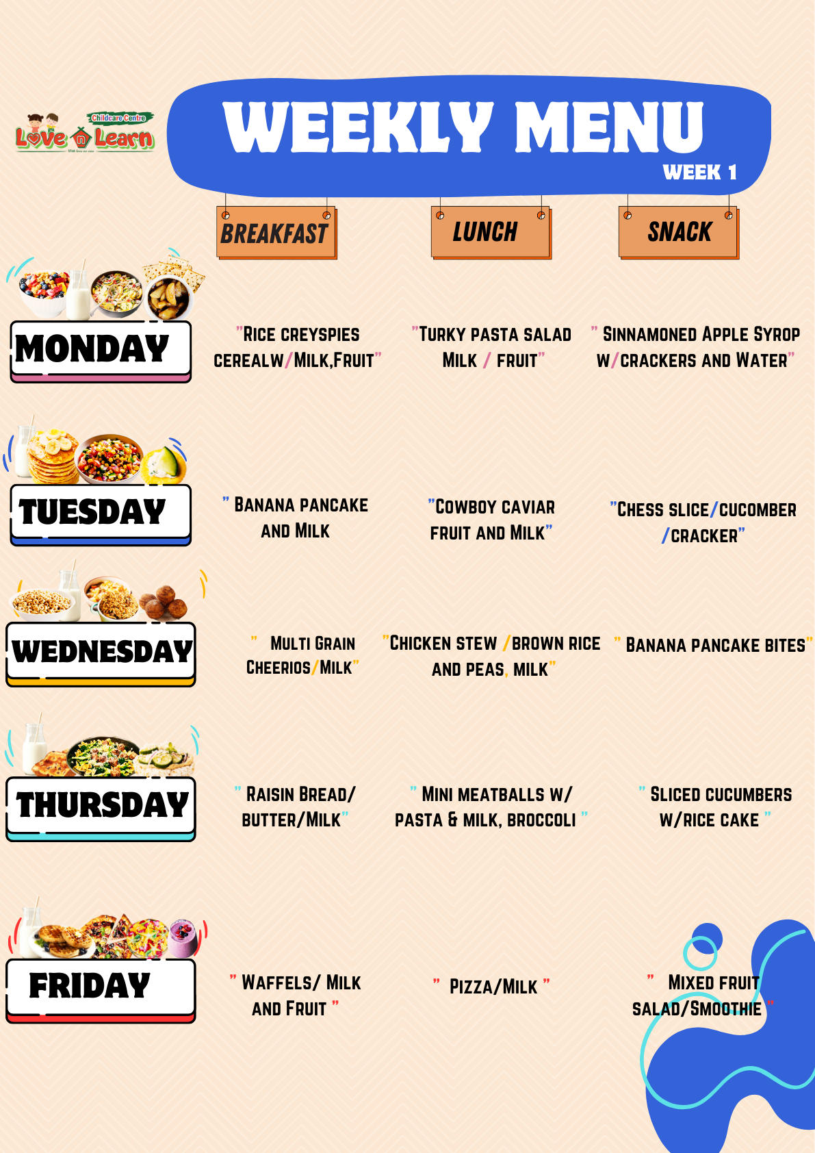 food menu